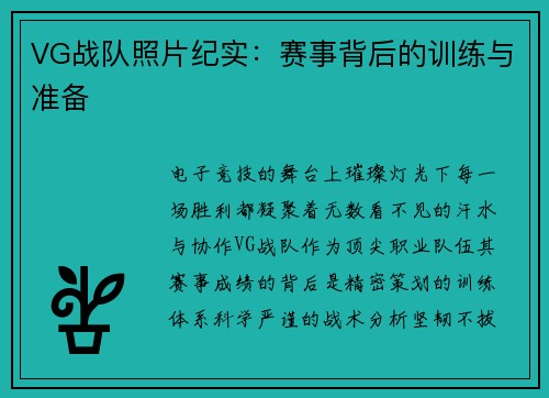 VG战队照片纪实：赛事背后的训练与准备